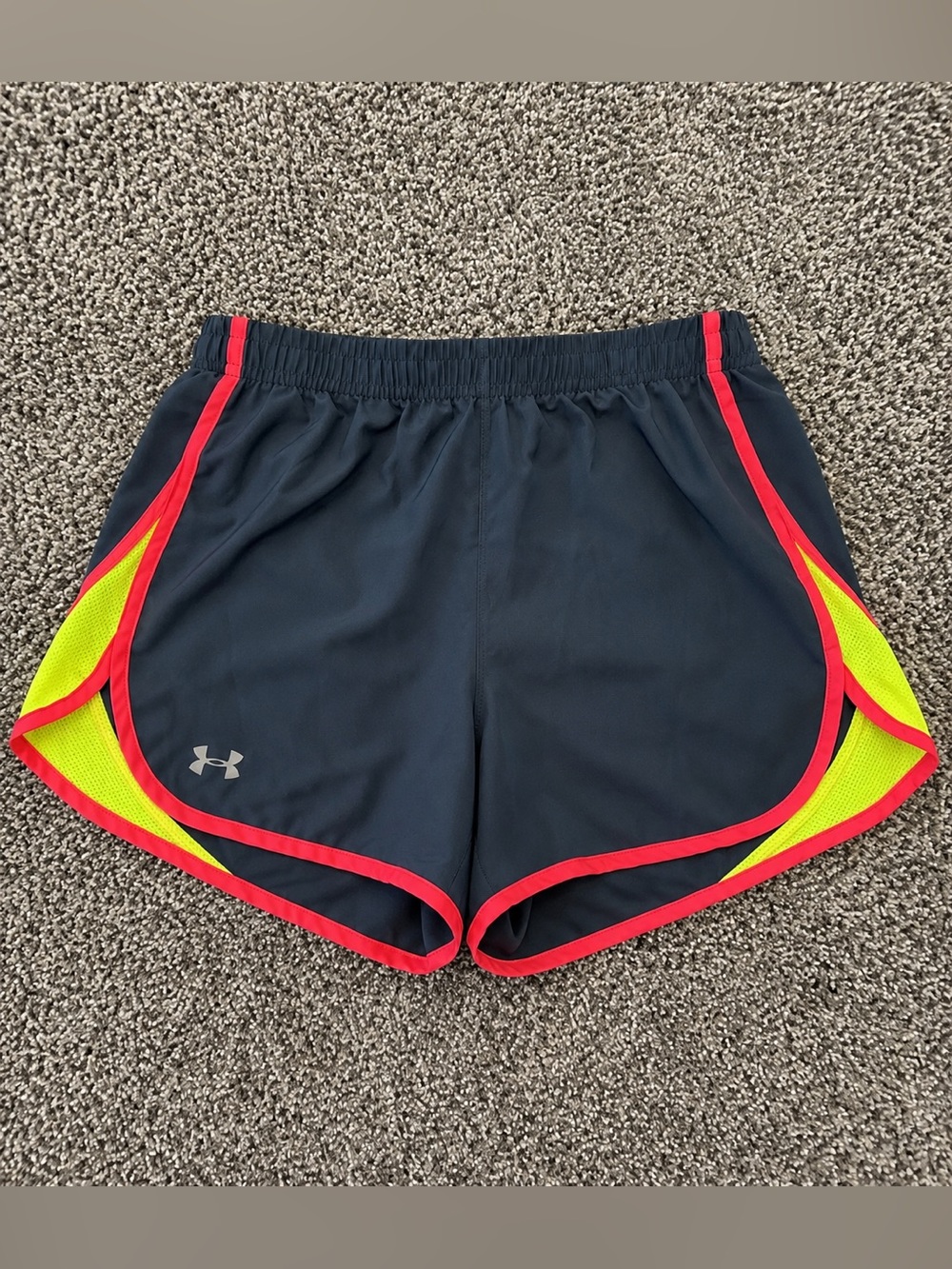 Under Armour Women’s Running Shorts Small Blue Neon Pink Athletic Gym Activewear